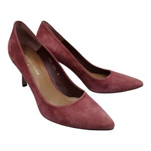 DONALD J PILNER Women's Treva 085 Burgundy Suede Pumps High Heel Career 8.5 M